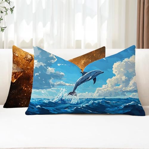 Kissenbezug 50x90 2 Stück Outdoor Kissen Meer Sofakissen Rechteckig Kissenbezüge Delphin Doppelseitig Samt Kissenhüllen für Deko Wohnzimmer Bett Terrassen Herbst Garten Sofa Kissen Aesthetic G1-778 Kissenbezug 50x90 2 Stück Outdoor Kissen Meer Sofakissen Rechteckig Kissenbezüge Delphin Doppelseitig Samt Kissenhüllen für Deko Wohnzimmer Bett Terrassen Herbst Garten Sofa Kissen Aesthetic G1-778 von Xhgtehng