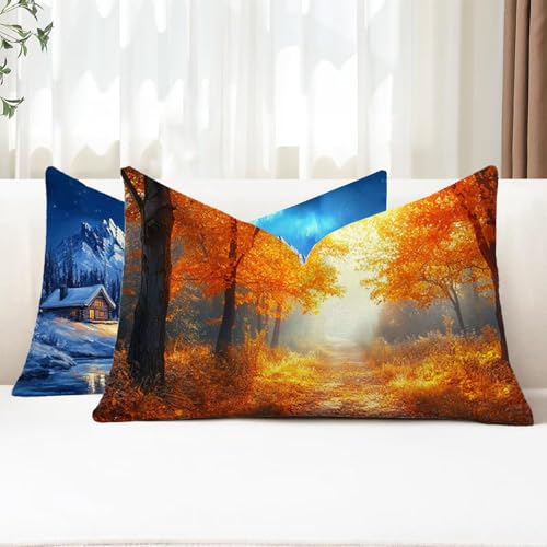 Kissenbezug 50x90 2 Stück Outdoor Kissen Wald Sofakissen Rechteckig Kissenbezüge Sonnenlicht Doppelseitig Samt Kissenhüllen für Deko Wohnzimmer Bett Terrassen Herbst Sofa Kissen Aesthetic G1-711 Kissenbezug 50x90 2 Stück Outdoor Kissen Wald Sofakissen Rechteckig Kissenbezüge Sonnenlicht Doppelseitig Samt Kissenhüllen für Deko Wohnzimmer Bett Terrassen Herbst Sofa Kissen Aesthetic G1-711 von Xhgtehng
