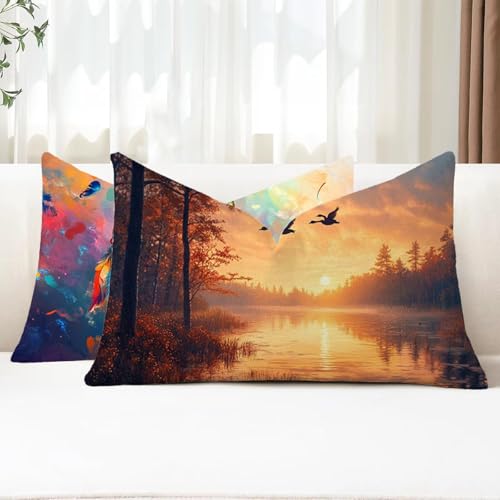 Outdoor Kissen Wetterfest Kissenbezug 25x50 cm 2er Set Sonnenaufgang Sofakissen Baum Rechteckig Leinen Kopfkissenbezug mit Unsichtbarem Reißverschluss für Herbst Garten Bauernhaus Balkon Deko G1-780 Outdoor Kissen Wetterfest Kissenbezug 25x50 cm 2er Set Sonnenaufgang Sofakissen Baum Rechteckig Leinen Kopfkissenbezug mit Unsichtbarem Reißverschluss für Herbst Garten Bauernhaus Balkon Deko G1-780 von Xhgtehng