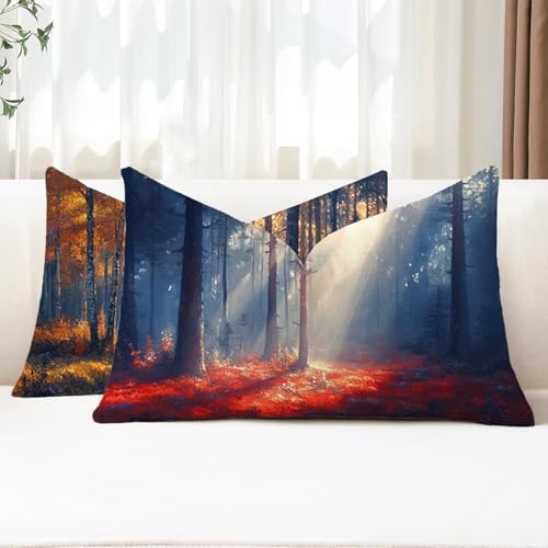 Outdoor Kissen Wetterfest Kissenbezug 25x50 cm 2er Set Wald Sofakissen Rot Rechteckig Leinen Kopfkissenbezug mit Unsichtbarem Reißverschluss für Herbst Patio Garten Bauernhaus Balkon Deko G1-724 Outdoor Kissen Wetterfest Kissenbezug 25x50 cm 2er Set Wald Sofakissen Rot Rechteckig Leinen Kopfkissenbezug mit Unsichtbarem Reißverschluss für Herbst Patio Garten Bauernhaus Balkon Deko G1-724 von Xhgtehng