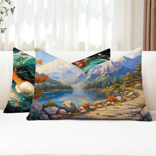 Outdoor Kissen Wetterfest Kissenbezug 30x50 cm 2er Set Garten Sofakissen Kabine Rechteckig Leinen Kopfkissenbezug mit Unsichtbarem Reißverschluss für Herbst Patio Garten Bauernhaus Balkon Deko G1-728 Outdoor Kissen Wetterfest Kissenbezug 30x50 cm 2er Set Garten Sofakissen Kabine Rechteckig Leinen Kopfkissenbezug mit Unsichtbarem Reißverschluss für Herbst Patio Garten Bauernhaus Balkon Deko G1-728 von Xhgtehng