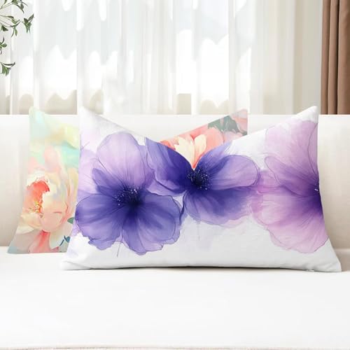 Outdoor Kissen Wetterfest Kissenbezug 30x50 cm 2er Set Lila Sofakissen Blume Rechteckig Leinen Kopfkissenbezug mit Unsichtbarem Reißverschluss für Herbst Patio Garten Bauernhaus Balkon Deko G1-777 Outdoor Kissen Wetterfest Kissenbezug 30x50 cm 2er Set Lila Sofakissen Blume Rechteckig Leinen Kopfkissenbezug mit Unsichtbarem Reißverschluss für Herbst Patio Garten Bauernhaus Balkon Deko G1-777 von Xhgtehng