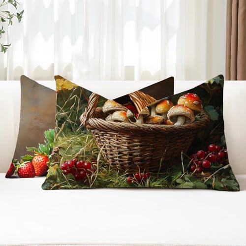 Outdoor Kissen Wetterfest Kissenbezug 30x50 cm 2er Set Pilz Sofakissen Anlage Rechteckig Leinen Kopfkissenbezug mit Unsichtbarem Reißverschluss für Herbst Patio Garten Bauernhaus Balkon Deko G1-204 Outdoor Kissen Wetterfest Kissenbezug 30x50 cm 2er Set Pilz Sofakissen Anlage Rechteckig Leinen Kopfkissenbezug mit Unsichtbarem Reißverschluss für Herbst Patio Garten Bauernhaus Balkon Deko G1-204 von Xhgtehng