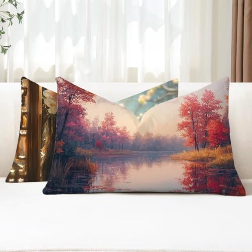 Outdoor Kissen Wetterfest Kissenbezug 30x50 cm 2er Set See Sofakissen Baum Rechteckig Leinen Kopfkissenbezug mit Unsichtbarem Reißverschluss für Herbst Patio Garten Bauernhaus Balkon Deko G1-211 Outdoor Kissen Wetterfest Kissenbezug 30x50 cm 2er Set See Sofakissen Baum Rechteckig Leinen Kopfkissenbezug mit Unsichtbarem Reißverschluss für Herbst Patio Garten Bauernhaus Balkon Deko G1-211 von Xhgtehng