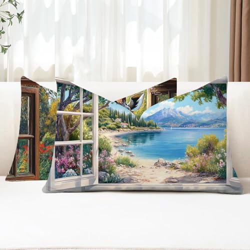 Outdoor Kissen Wetterfest Kissenbezug 30x50 cm 2er Set Weiß Sofakissen Fenster Rechteckig Leinen Kopfkissenbezug mit Unsichtbarem Reißverschluss für Herbst Patio Garten Bauernhaus Balkon Deko G1-188 Outdoor Kissen Wetterfest Kissenbezug 30x50 cm 2er Set Weiß Sofakissen Fenster Rechteckig Leinen Kopfkissenbezug mit Unsichtbarem Reißverschluss für Herbst Patio Garten Bauernhaus Balkon Deko G1-188 von Xhgtehng