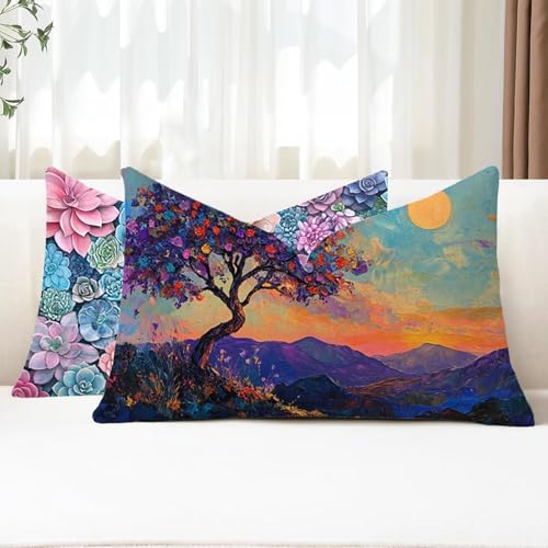 Outdoor Kissen Wetterfest Kissenbezug 40x70 cm 2er Set Baum Sofakissen Anlage Rechteckig Leinen Kopfkissenbezug mit Unsichtbarem Reißverschluss für Herbst Patio Garten Bauernhaus Balkon Deko G1-153 Outdoor Kissen Wetterfest Kissenbezug 40x70 cm 2er Set Baum Sofakissen Anlage Rechteckig Leinen Kopfkissenbezug mit Unsichtbarem Reißverschluss für Herbst Patio Garten Bauernhaus Balkon Deko G1-153 von Xhgtehng