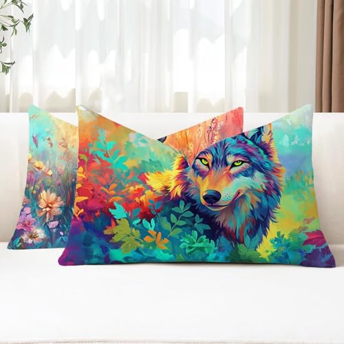 Outdoor Kissen Wetterfest Kissenbezug 40x70 cm 2er Set Blätter Sofakissen Wolf Rechteckig Leinen Kopfkissenbezug mit Unsichtbarem Reißverschluss für Herbst Patio Garten Bauernhaus Balkon Deko G1-767 Outdoor Kissen Wetterfest Kissenbezug 40x70 cm 2er Set Blätter Sofakissen Wolf Rechteckig Leinen Kopfkissenbezug mit Unsichtbarem Reißverschluss für Herbst Patio Garten Bauernhaus Balkon Deko G1-767 von Xhgtehng