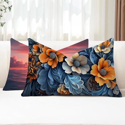 Outdoor Kissen Wetterfest Kissenbezug 40x70 cm 2er Set Blume Sofakissen Anlage Rechteckig Leinen Kopfkissenbezug mit Unsichtbarem Reißverschluss für Herbst Patio Garten Bauernhaus Balkon Deko G1-184 Outdoor Kissen Wetterfest Kissenbezug 40x70 cm 2er Set Blume Sofakissen Anlage Rechteckig Leinen Kopfkissenbezug mit Unsichtbarem Reißverschluss für Herbst Patio Garten Bauernhaus Balkon Deko G1-184 von Xhgtehng