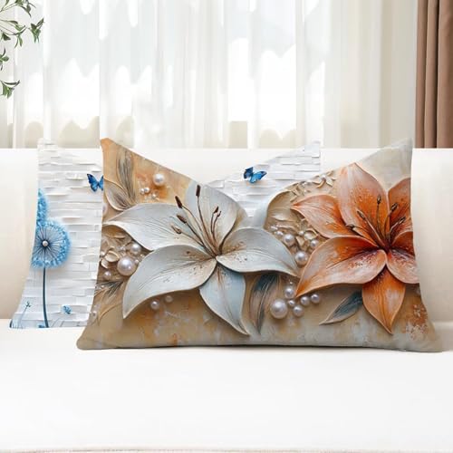Outdoor Kissen Wetterfest Kissenbezug 40x70 cm 2er Set Lilie Sofakissen Blume Rechteckig Leinen Kopfkissenbezug mit Unsichtbarem Reißverschluss für Herbst Patio Garten Bauernhaus Balkon Deko G1-166 Outdoor Kissen Wetterfest Kissenbezug 40x70 cm 2er Set Lilie Sofakissen Blume Rechteckig Leinen Kopfkissenbezug mit Unsichtbarem Reißverschluss für Herbst Patio Garten Bauernhaus Balkon Deko G1-166 von Xhgtehng