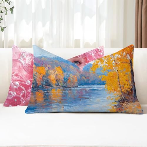 Outdoor Kissen Wetterfest Kissenbezug 40x70 cm 2er Set See Sofakissen Baum Rechteckig Leinen Kopfkissenbezug mit Unsichtbarem Reißverschluss für Herbst Patio Garten Bauernhaus Balkon Deko G1-715 Outdoor Kissen Wetterfest Kissenbezug 40x70 cm 2er Set See Sofakissen Baum Rechteckig Leinen Kopfkissenbezug mit Unsichtbarem Reißverschluss für Herbst Patio Garten Bauernhaus Balkon Deko G1-715 von Xhgtehng