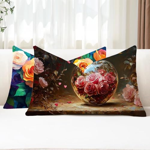 Outdoor Kissen Wetterfest Kissenbezug 50x80 cm 2er Set Rose Sofakissen Anlage Rechteckig Leinen Kopfkissenbezug mit Unsichtbarem Reißverschluss für Herbst Patio Garten Bauernhaus Balkon Deko G1-169 Outdoor Kissen Wetterfest Kissenbezug 50x80 cm 2er Set Rose Sofakissen Anlage Rechteckig Leinen Kopfkissenbezug mit Unsichtbarem Reißverschluss für Herbst Patio Garten Bauernhaus Balkon Deko G1-169 von Xhgtehng