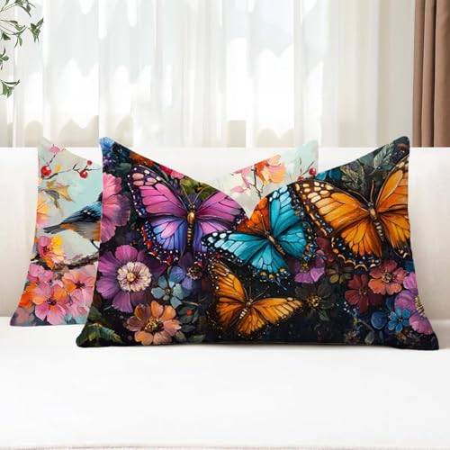 Outdoor Kissen Wetterfest Kissenbezug 50x90 cm 2er Set Lila Sofakissen Schmetterling Rechteckig Leinen Kopfkissenbezug mit Unsichtbarem Reißverschluss für Herbst Garten Bauernhaus Balkon Deko G1-760 Outdoor Kissen Wetterfest Kissenbezug 50x90 cm 2er Set Lila Sofakissen Schmetterling Rechteckig Leinen Kopfkissenbezug mit Unsichtbarem Reißverschluss für Herbst Garten Bauernhaus Balkon Deko G1-760 von Xhgtehng