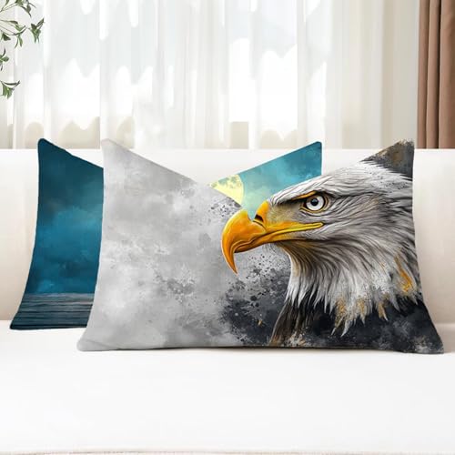 Outdoor Kissen Wetterfest Kissenbezug 70x90 cm 2er Set Grau Sofakissen Adler Rechteckig Leinen Kopfkissenbezug mit Unsichtbarem Reißverschluss für Herbst Patio Garten Bauernhaus Balkon Deko G1-713 Outdoor Kissen Wetterfest Kissenbezug 70x90 cm 2er Set Grau Sofakissen Adler Rechteckig Leinen Kopfkissenbezug mit Unsichtbarem Reißverschluss für Herbst Patio Garten Bauernhaus Balkon Deko G1-713 von Xhgtehng