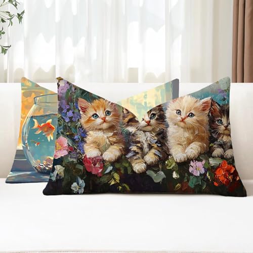 Outdoor Kissen Wetterfest Kissenbezug 70x90 cm 2er Set Katze Sofakissen Blume Rechteckig Leinen Kopfkissenbezug mit Unsichtbarem Reißverschluss für Herbst Patio Garten Bauernhaus Balkon Deko G1-771 Outdoor Kissen Wetterfest Kissenbezug 70x90 cm 2er Set Katze Sofakissen Blume Rechteckig Leinen Kopfkissenbezug mit Unsichtbarem Reißverschluss für Herbst Patio Garten Bauernhaus Balkon Deko G1-771 von Xhgtehng