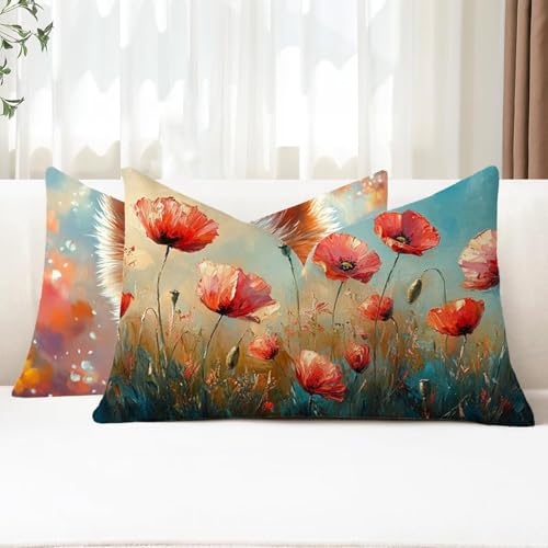 Outdoor Kissen Wetterfest Kissenbezug 70x90 cm 2er Set Mohn Sofakissen Blume Rechteckig Leinen Kopfkissenbezug mit Unsichtbarem Reißverschluss für Herbst Patio Garten Bauernhaus Balkon Deko G1-775 Outdoor Kissen Wetterfest Kissenbezug 70x90 cm 2er Set Mohn Sofakissen Blume Rechteckig Leinen Kopfkissenbezug mit Unsichtbarem Reißverschluss für Herbst Patio Garten Bauernhaus Balkon Deko G1-775 von Xhgtehng