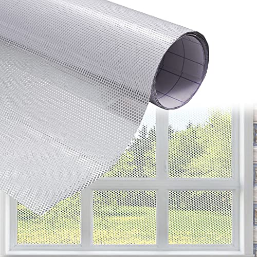 XhuangTech Einweg-Fensterfolie, weiße Vinyl-Fensterfolie, selbstklebende gepunktete perforierte Mesh-Fensterfolie, Vinyl, Sichtschutzfolie für Auto und Zuhause von XhuangTech