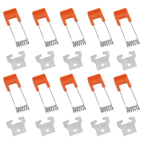 Xhziy 19 x 22 mm Feder-Clips, Einbaubeleuchtung, Deckenleuchte, LED-eingebettete Beleuchtung, Zubehör, T-förmige Eisenplatte + orangefarbener Federhaken, 10 Set von Xhziy