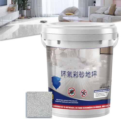 Epoxid-Bodenbeschichtung mit Hochglanz-Marmor-Effekt, 500 g, Epoxid-farbige Bodenfarbe, rutschfest, wasserdicht, langlebig und umweltfreundlich (Hellgrau) von XiChiu