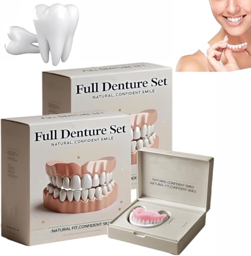 Neslemy Advanced Customized Full Denture Set,Silicone Reline Denture Set,Silicone Soft Dentures Repair for Men Women (2 Pcs) von XiChiu