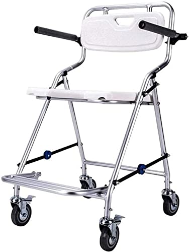 Duschstuhl mit Rollen, höhenverstellbar, Duschhocker, Badestuhl für ältere und behinderte Menschen, Duschbank, Toilettenstuhl, Badewanne, Aluminiumlegierung, kann mit Pedal weggestellt Werden von XiRah