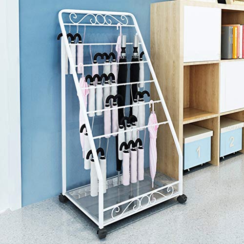 XiRah Schirmständer für Hotellobby und Schule, schwer mit 30 Löchern und Abnehmbarer Tropfschale, Schirmständerhalter, 60 x 44 x 119 cm (Farbe: Schwarz) (Weiß) von XiRah