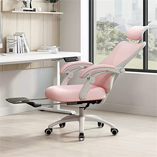 Computer Executive Schreibtisch Chair with Wheels,360° Rotationstask Chair,Ergonomic Office Chair with Fußtrest, Home Office Chair with Adjustable Headrest And Backrest,Blue (Pink) von XiVue