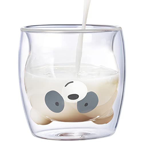 XiXiRan Doppelschicht Glas Tasse, Doppelwandige Isoliergläser, Espresso Tasse, Süße Kaffeegläser, Doppelwandig (250ML) (Panda) von XiXiRan