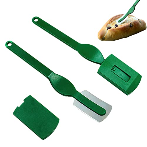 XiXiRan Teigmesser Brot, 2 Stück Brot Lahm, Gebogene Brotmesser, Teigritzmesser Rasierklinge, Baguettemesser, Teigritzmesser Grün, Bäckermesser Rasierklinge Set, für Französisches Brot von XiXiRan