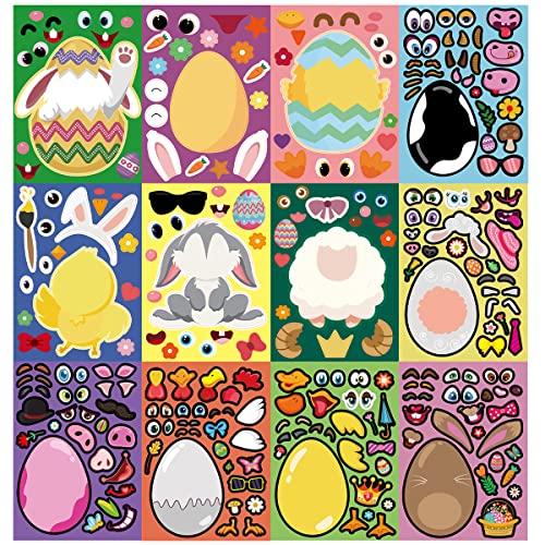 XiXiRan Aufkleber für Kinder, 3D Sticker Aufkleber Set 24 Sheets,Aufkleber Ostern, Sticker Set, Sticker Kinder, Aufkleber Hase, Sticker Ostern, Geschenke von XiXiRan