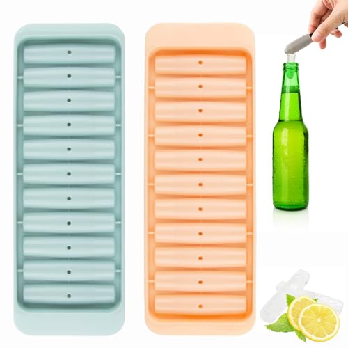 XiXiRan Eiswürfel Form für Sportgetränke*2Pcs, Packschmale Eiswürfelformen mit Deckel,Wiederverwendbare Dünne Eiswürfelformen，Blau und Rosa von XiXiRan