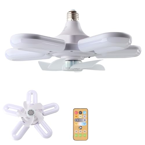XiXiRan Ventilator Lampe E27, Deckenventilator mit Beleuchtung und Fernbedienung, Deckenventilatoren mit Licht, Deckenlampe Ventilator LED (U-förmig) von XiXiRan