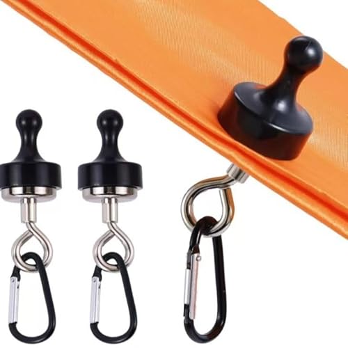 XiXiYang Magnet Camping Haken, Magnetaufhänger, D-Form, Zeltschnallen für Outdoor-Zelte, Drehschaukel, robuster Magnethaken mit Karabiner (4 Stück) von XiXiYang