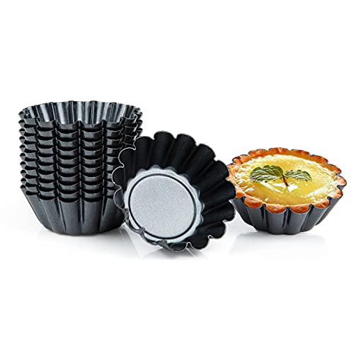 XiYee Backen Werkzeug, 12 Stück Ei TarteForm, Eier Kuchenform Wiederverwendbare, Tarteletts Törtchenformen Mini Tarteform Metall Cupcake Muffin Form Antihafte Mini Backform für Pudding, Kuchen von XiYee