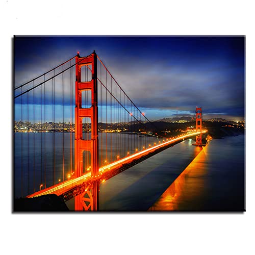 5D Diamond Painting Bilder, Golden Gate Bridge DIY Diamond Painting Zubehör, Diamant Painting kit Full Drill Crystal Mosaik Art Craft, Perfekt Wand Dekoration Geschenk Square Drill 30x40cm（12x16in） von Xiaboor