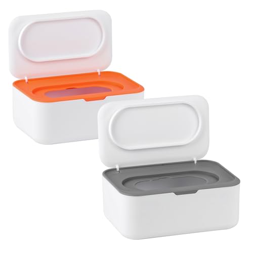 2 Stück Feuchttücher Box Baby, Feuchtes Toilettenpapier Box, Feuchte Tücher Box, Kunststoff Feuchttücher Spender, Serviettenbox Dose für Feuchtes Aufbewahrungsbox，Feuchttuchbox, Tücherbox von XiangJunly