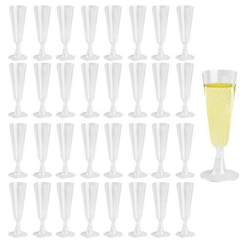 36 Stück Sektgläser Plastik Champagnergläser aus Kunststoff Sektglas, 150ml wiederverwendbar Transparent Kunststoff Sektgläser Sektflöten Plastik Sektkelch Mehrweg für Hochzeit Geburtstag Partys von XiangJunly