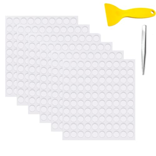 600 Stück Doppelseitige Klebepunkte - Rund Transparente Klebende Aufkleber, Abnehmbare Klebepaste Punkt Aufkleber für Ballon, Festival-Dekoration, DIY Basteln, Papier, Glas, Metall(6mm) von Xianjuun
