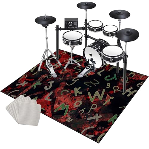Drum Teppich Schlagzeug Teppich 120 x 100 cm rutschfeste Trommel Teppiche Schlagzeugteppich Schallschutzdecke Schlagzeugmatte Elektronisches Jazz Schlagzeug Kit für Bass Snare Drum Schlagzeug Matte von Xiao Ren