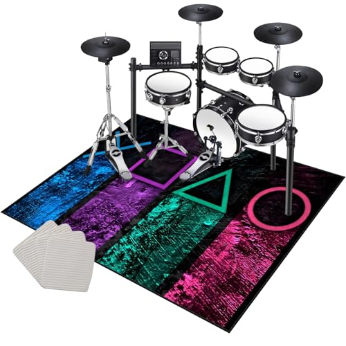 Drum Teppich Schlagzeug Teppich 120 x 80 cm rutschfeste Trommel Teppiche Schlagzeugteppich Schallschutzdecke Schlagzeugmatte Elektronisches Jazz Schlagzeug Kit für Bass Snare Drum Schlagzeug Matte von Xiao Ren