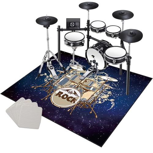 Drum Teppich Schlagzeug Teppich 160 x 120 cm rutschfeste Trommel Teppiche Schlagzeugteppich Schallschutzdecke Schlagzeugmatte Elektronisches Jazz Schlagzeug Kit für Bass Snare Drum Schlagzeug Matte von Xiao Ren