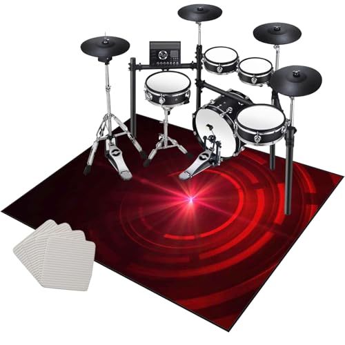 Drum Teppich Schlagzeug Teppich 200 x 160 cm rutschfeste Trommel Teppiche Schlagzeugteppich Schallschutzdecke Schlagzeugmatte Elektronisches Jazz Schlagzeug Kit für Bass Snare Drum Schlagzeug Matte von Xiao Ren