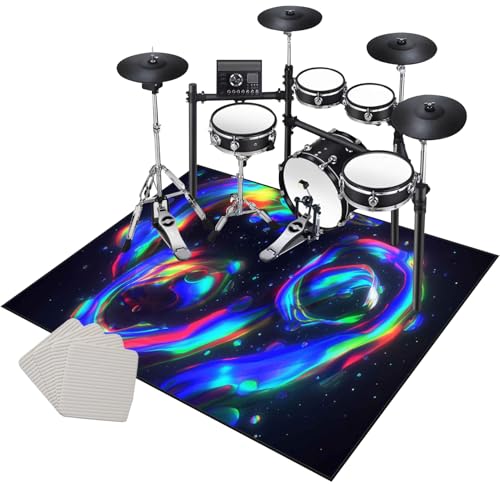 Drum Teppich Schlagzeug Teppich 200 x 170 cm rutschfeste Trommel Teppiche Schlagzeugteppich Schallschutzdecke Schlagzeugmatte Elektronisches Jazz Schlagzeug Kit für Bass Snare Drum Schlagzeug Matte von Xiao Ren