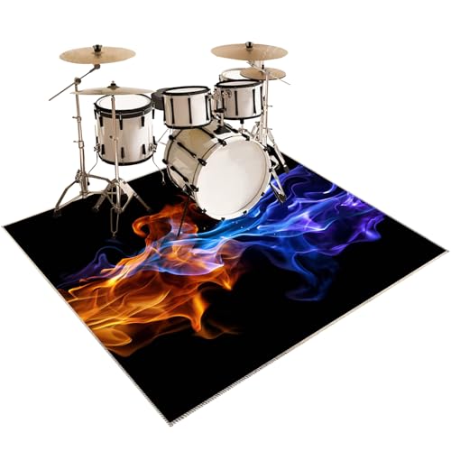 Schlagzeugteppich Drum Teppich rutschfeste Trommel Teppiche Quadratische Schallschutzdecke Für Bass Drum Snare elektronische Trommel Stoßdämpfer Haushalt verdickt rutschfest Drum-Teppich 120 x 100 cm von Xiao Ren