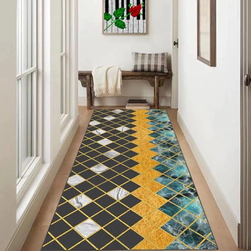 Teppich Läufer Flur Lang 80 x 280 cm Teppichläufer Flur rutschfest Küchen Teppiche Läufer Waschbar Küchenläufer Flurläufe Fußmatte Küchenteppich Waschküche Wohnzimmer Schlafzimmer Runner Teppich von Xiao Ren