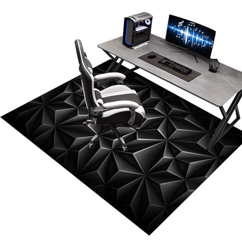 Xiao Ren 90x120cm Bodenschutzmatte Bürostuhl für Hartböden,Gaming Teppich Stuhlunterlage,Bodenmatte für Rollstühle,Gaming Stuhlmatten,Unterlage Schreibtischstuhl,Schwarz Mehrzweck-Stuhlteppich von Xiao Ren