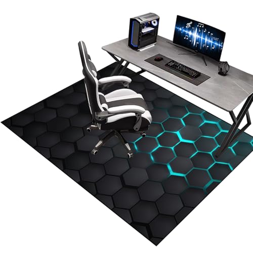 Xiao Ren 90x120cm Bodenschutzmatte Bürostuhl für Hartböden,Gaming Teppich Stuhlunterlage,Bodenmatte für Rollstühle,Gaming Stuhlmatten,Unterlage Schreibtischstuhl,Schwarz Mehrzweck-Stuhlteppich von Xiao Ren
