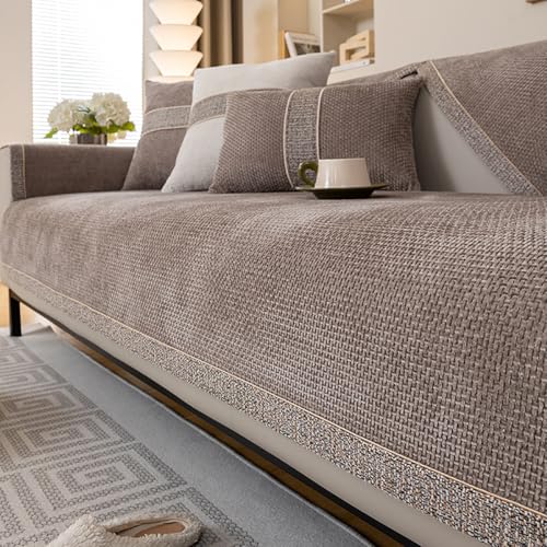 Xiao Ren Chenille-Sofa-Schonbezüge Für 1/2/3/4-Sitzer, L-Förmiger Ecksofa-Couchbezug, Universelle rutschfeste Sofakissenbezüge, Einfacher, Solider Sofaschutz Für Das Wohnzimmer,Braun,90 * 180cm Xiao Ren Chenille-Sofa-Schonbezüge Für 1/2/3/4-Sitzer, L-Förmiger Ecksofa-Couchbezug, Universelle rutschfeste Sofakissenbezüge, Einfacher, Solider Sofaschutz Für Das Wohnzimmer,Braun,90 * 180cm von Xiao Ren