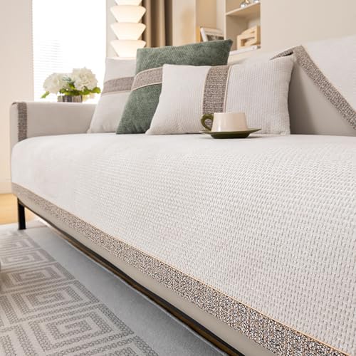 Xiao Ren Chenille-Sofa-Schonbezüge Für 1/2/3/4-Sitzer, L-Förmiger Ecksofa-Couchbezug, Universelle rutschfeste Sofakissenbezüge, Einfacher, Solider Sofaschutz Für Das Wohnzimmer,Weiß,90 * 180cm Xiao Ren Chenille-Sofa-Schonbezüge Für 1/2/3/4-Sitzer, L-Förmiger Ecksofa-Couchbezug, Universelle rutschfeste Sofakissenbezüge, Einfacher, Solider Sofaschutz Für Das Wohnzimmer,Weiß,90 * 180cm von Xiao Ren