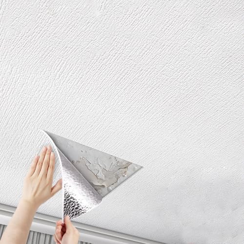 Xiao Ren Deckenpaneele Deckenplatten Deckentapetenaufkleber 5 10 20 30 40 50 M Lang, DIY Abziehen Und Aufkleben Dekorative Fliesen Weiß, Wanddecken Renovierung Hintergrund Ersatz(W 75cm,L 50m) von Xiao Ren