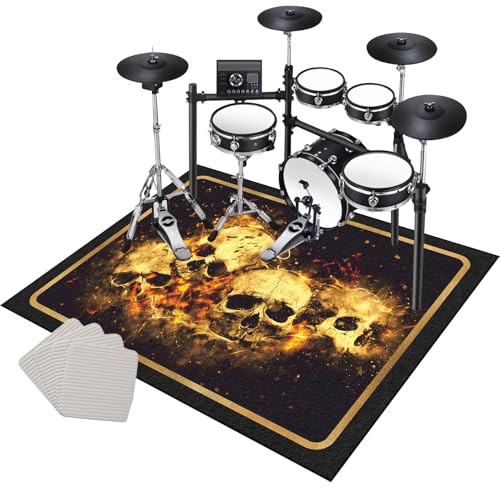 Xiao Ren Drum Teppich Schallschutz Teppich Schallschutzmatte rutschfeste Trommel Teppiche Schallschutzdecke für Bass Drum Snare, rutschfest Schalldicht Schlagzeugteppich 180 x 160 cm von Xiao Ren